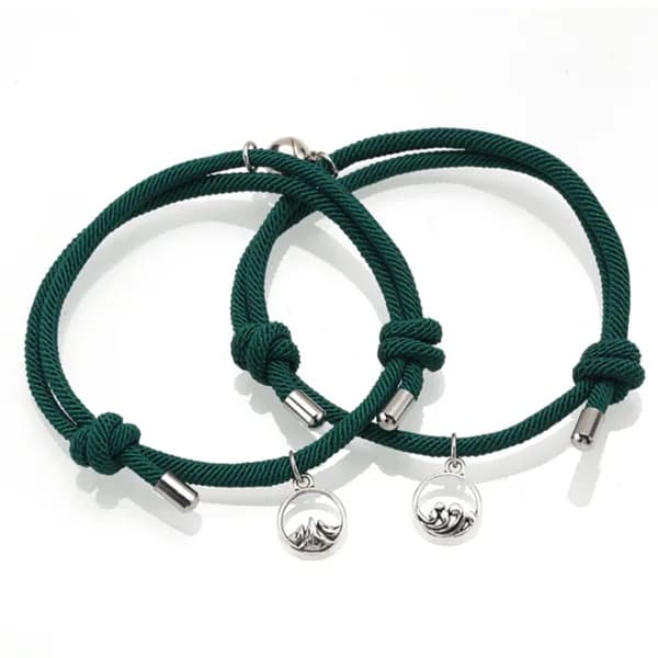Pulseira de Casal, Namorados e Amizade Minimalista Verde