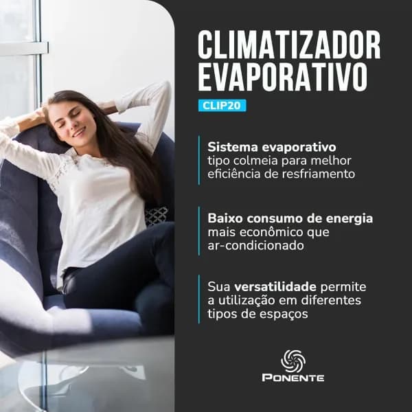 Climatizador Evaporativo Ponente CLIP20 20L 80W banner