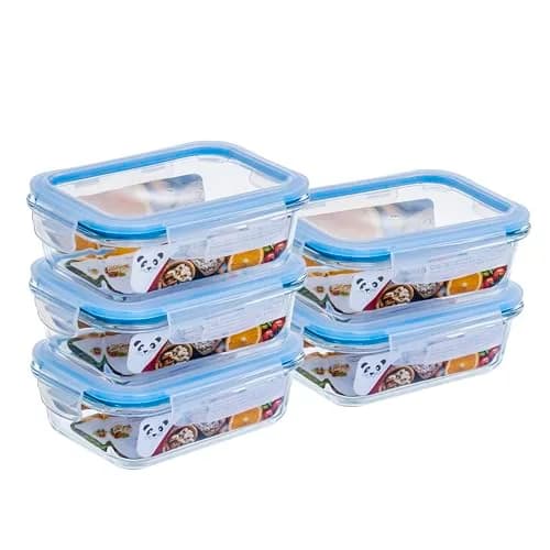 Kit Potes de Vidro Retangulares Gato Panda 640ml (6 Unidades)