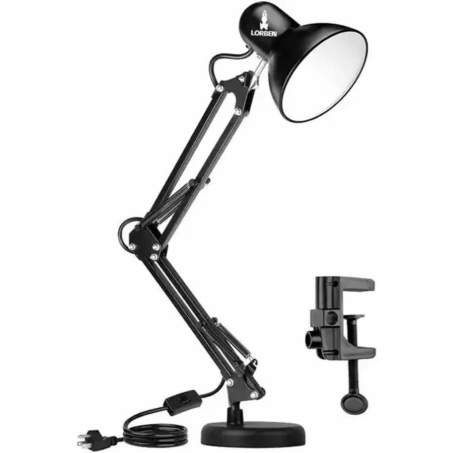Luminária de Mesa Articulada Tipo Pixar com Base e Garra (Preto)