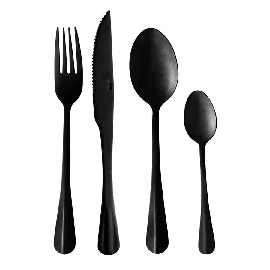 LYOR Faqueiro Aço Inox Positano Preto 24 Peças