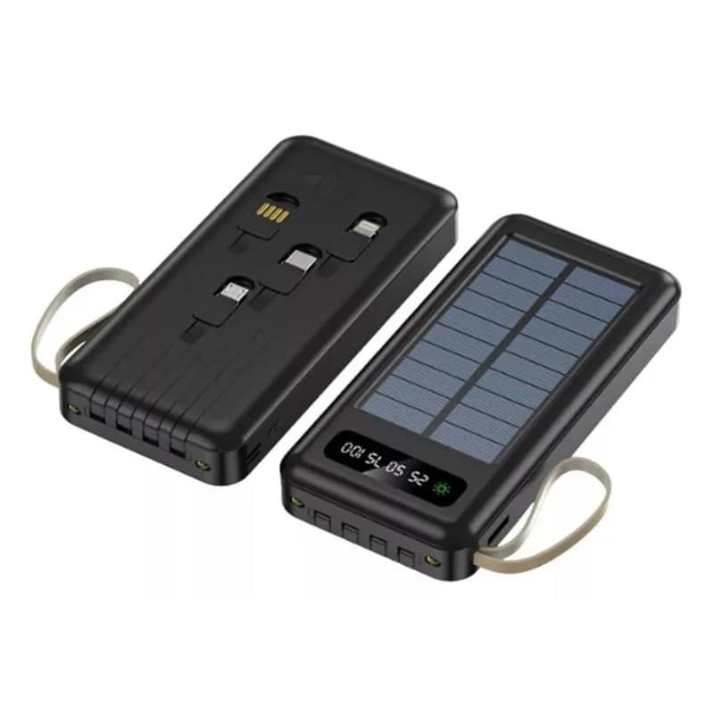 Power Bank Solar Portátil 10.000mAh 5 em 1 com Lanterna LED