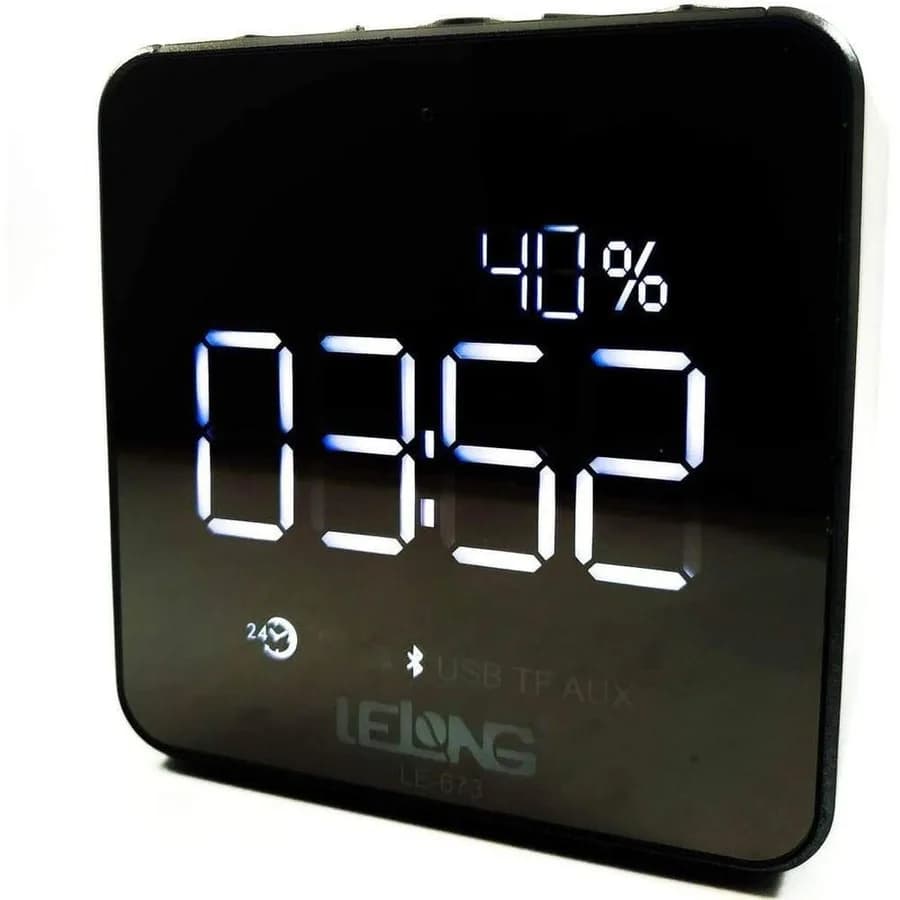 Rádio Relógio Despertador Digital Bluetooth FM/SD/USB
