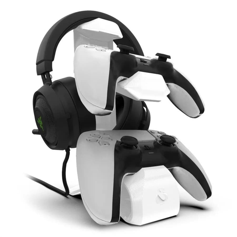 Suporte de Mesa Sculpy 2CTF para 2 Controles PS5 e Headset