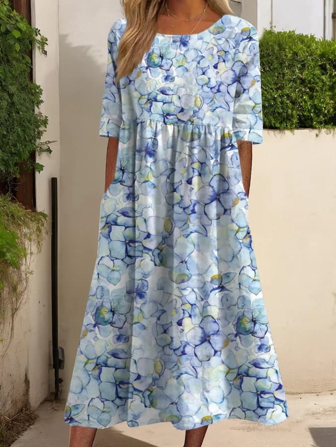 Vestido Casual Feminino Midi Estampado Floral — avaliação e preço