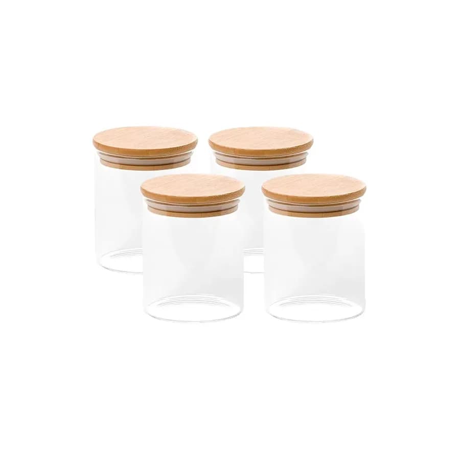 Kit 11 Potes de Vidro com Tampa de Bambu Herméticos Tüd