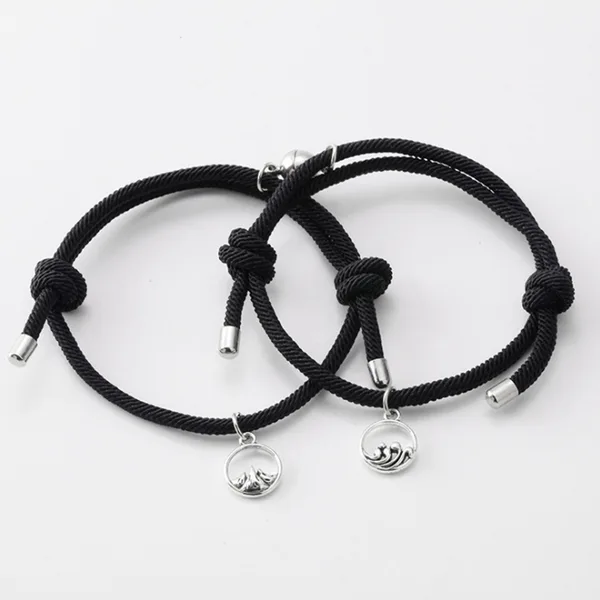 Pulseira de Casal, Namorados e Amizade Minimalista Preta 1