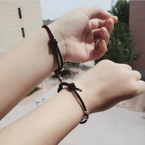 Pulseira de Casal, Namorados e Amizade Minimalista Preta 5
