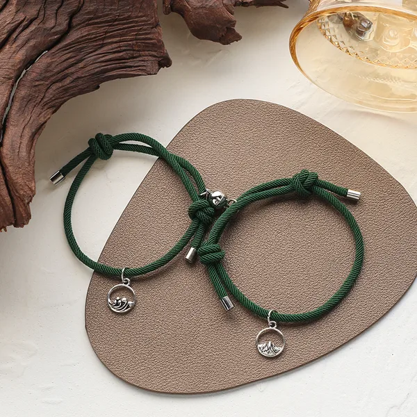 Pulseira de Casal, Namorados e Amizade Minimalista Verde 2