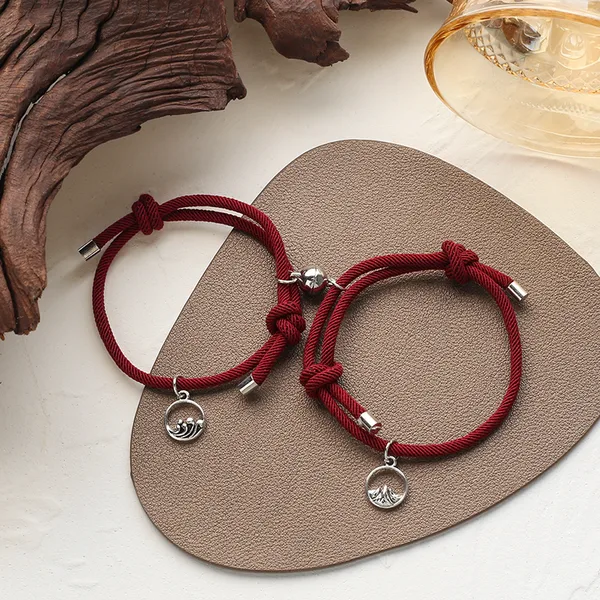 Pulseira de Casal, Namorados e Amizade Minimalista Vermelha 2