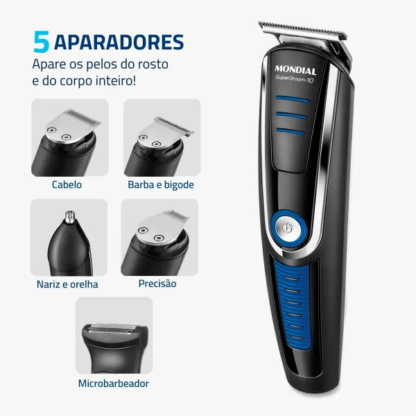 Aparador de Pelos Super Groom 10 Mondial 6W Bivolt  BG-03 banner