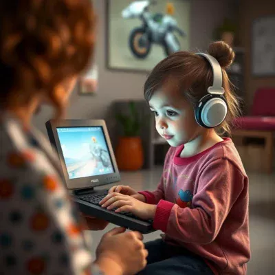 Criança usando IA para aprendizado interativo.