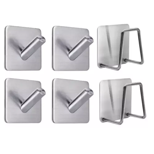 Imagem de Kit com 4 Ganchos Autoadesivos Inox