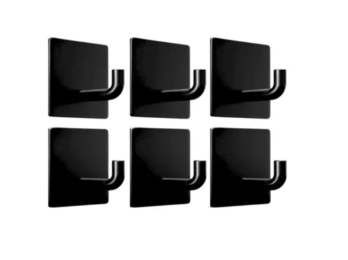 imagem de Kit com 6 Ganchos Autoadesivos de Metal Preto