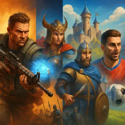 Colagem representando diversos gêneros de jogos em 2025. Melhores Jogos 2025