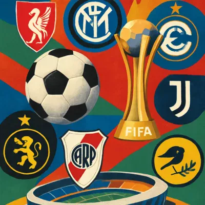 Colagem com ícones de futebol de diferentes países para o Mundial de Clubes FIFA 2025. Clubes do Mundial de Clubes Fifa 2025 Descubra os clubes que participarão do Mundial de Clubes FIFA 2025 e suas expectativas.