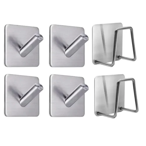 Imagem de Kit com 4 Ganchos Autoadesivos Inox