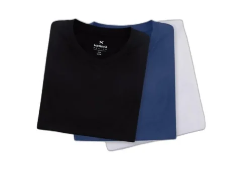 Imagem de Kit Com 3 Camisetas Masculinas Básicas Slim Gola V