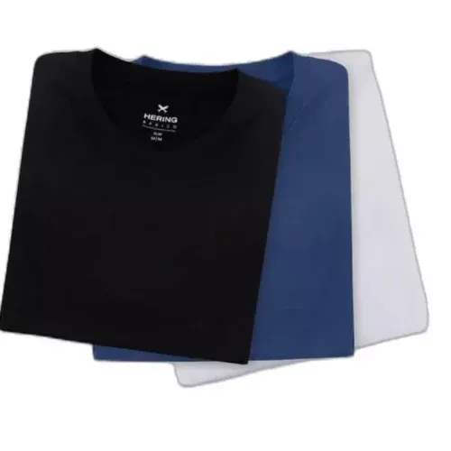 Imagem de Kit Com 3 Camisetas Masculinas Básicas Slim Gola V