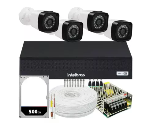 Imagem de kit 4 cameras segurança 1080p full hd dvr intelbras