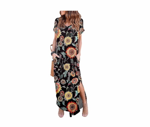HUSKARY Vestido maxi feminino de verão casual