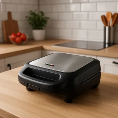 Imagem de uma sanduicheira moderna em uma cozinha, destacando design e inovação. Melhor Sanduicheira Custo Benefício