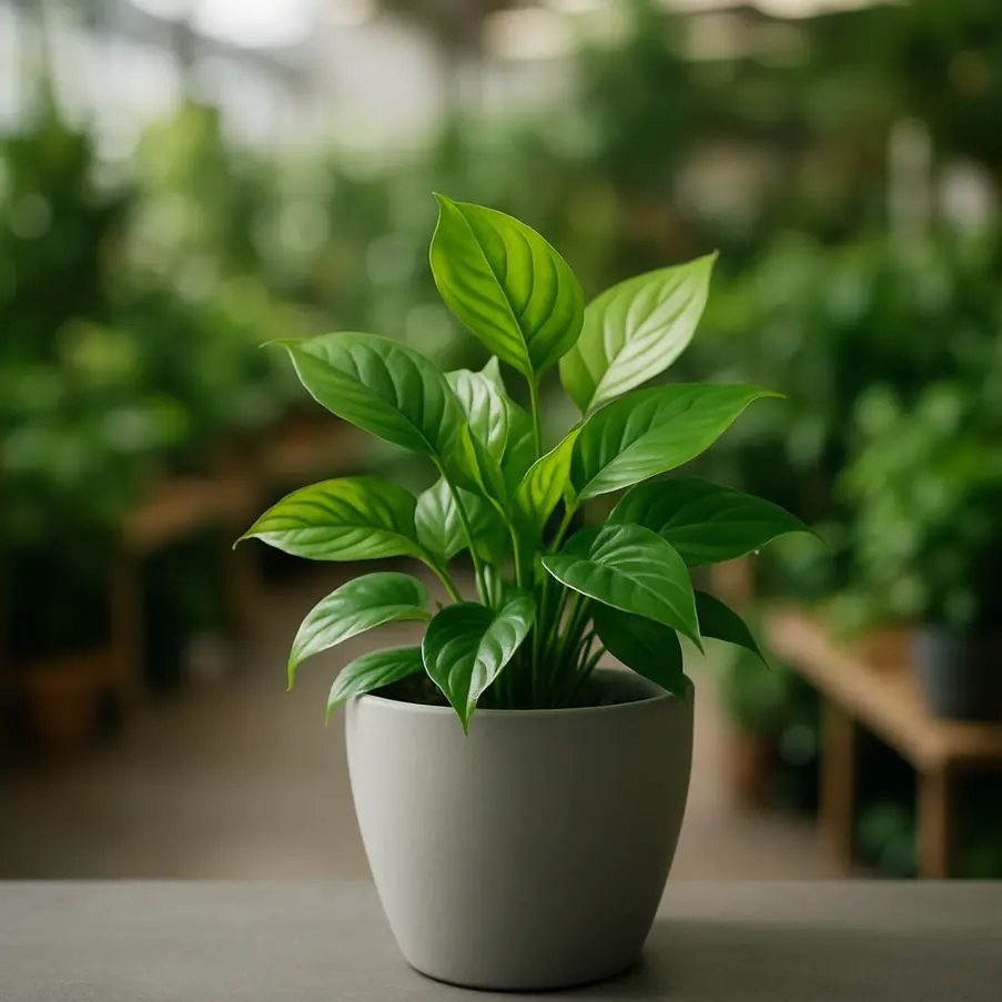 Imagem de uma planta vibrante em vaso, simbolizando as opções frescas da loja online de plantas.