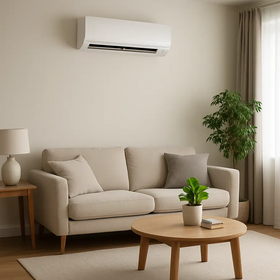 Ambiente moderno com ar condicionado instalado, simbolizando conforto e eficiência. Comprar Ar Condicionado