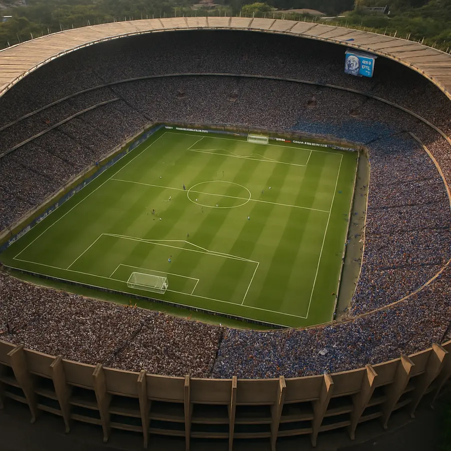Imagem aérea de um estádio durante o clássico Atlético-MG e Cruzeiro. Flamengo x Internacional. Flamengo x Internacional Hoje. Flamengo x Internacional Libertadores 2025. Rivalidade Atlético-MG x Cruzeiro Hoje